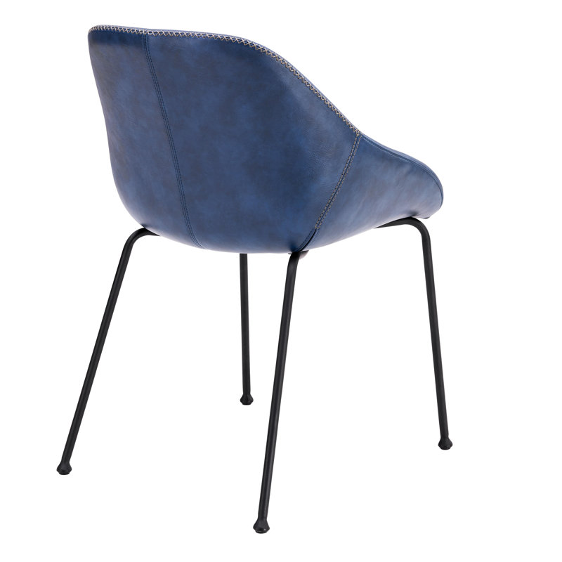 Chaise d'appoint rembourrée Garner, Similicuir rétro bleu foncé