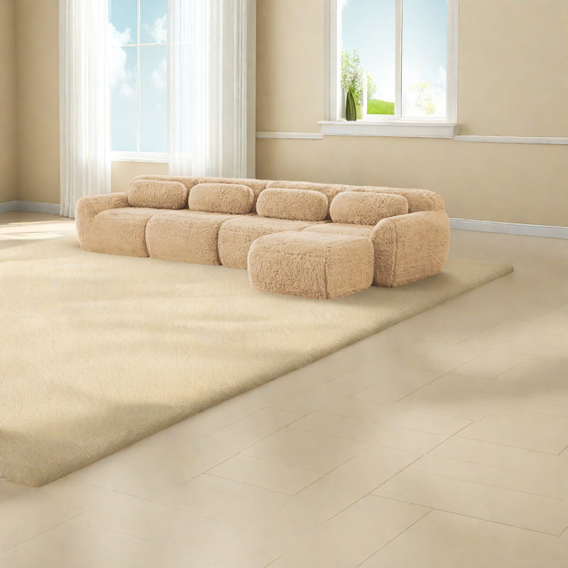 Canapé modulaire en L de qualité supérieure en tissu moelleux pour chambre à coucher