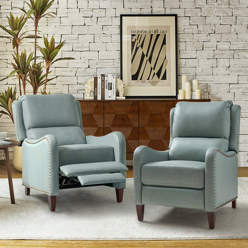 Fauteuil inclinable en cuir Beecher 28,75 po, Cuir pleine fleur gris