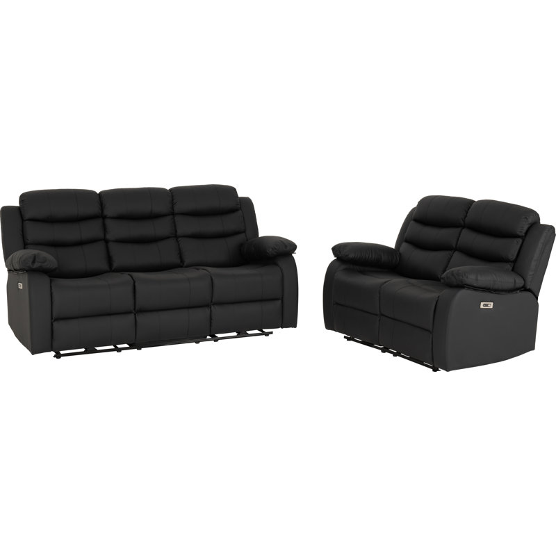 5 Seater Faux Leather Electric Reclining Sofa, Black