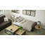 Causeuse rembourrée avec garniture en bois rembourrée avec rangement, microfibre-503644275