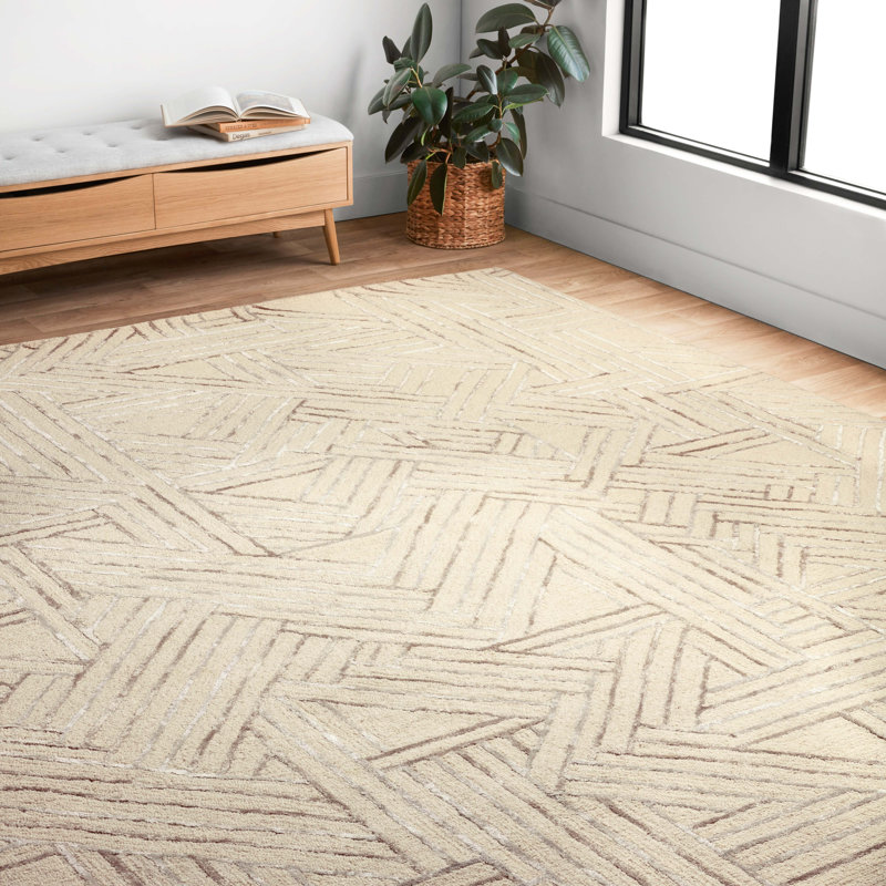 Hand Tufted Geometric Indoor Rug, Rectangle 2'3" x 3'9"