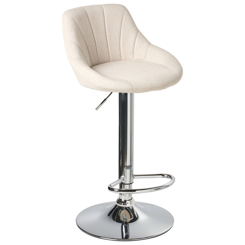 Swivel Upholstered Adjustable Height Bar Stool, Beige