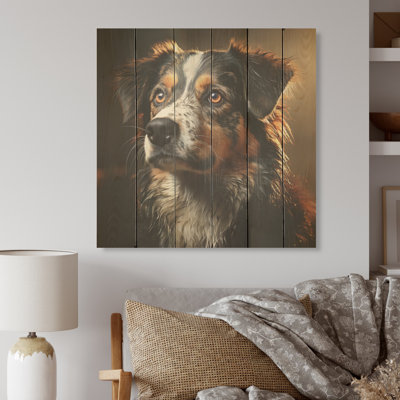 Saint Bernard, sérénité - art mural en bois de chien sur bois de pin naturel