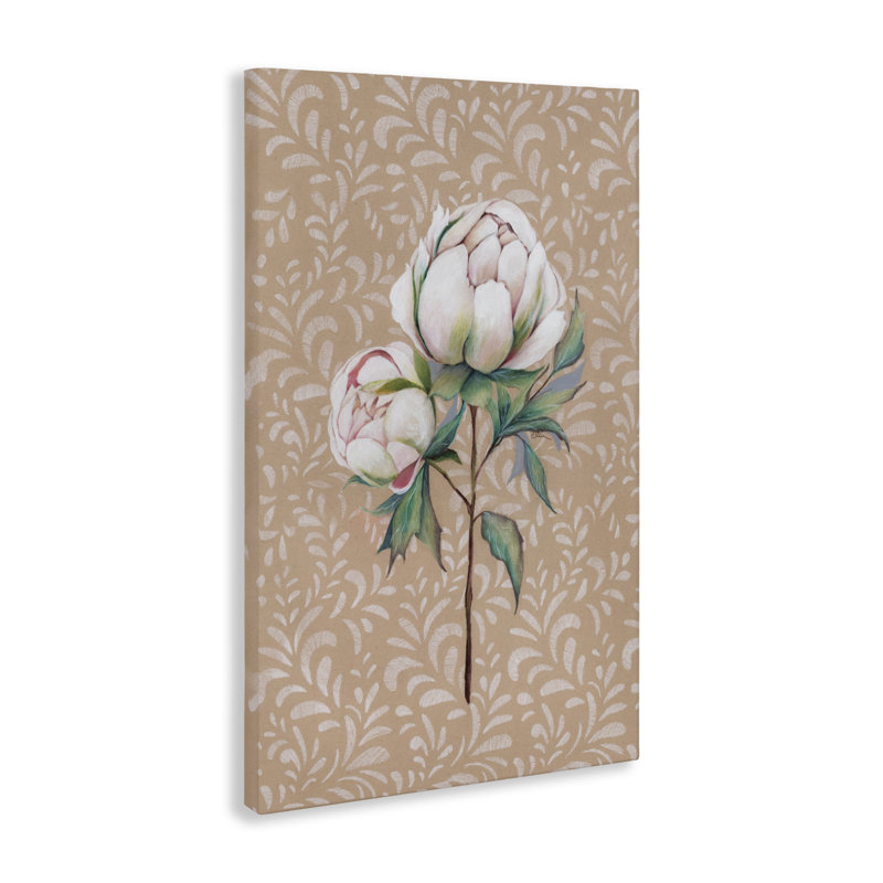 Motif de pivoines sur toile, par Cady, H 24 po x l 16 po