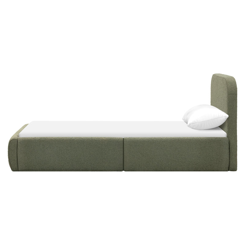 Nara Twin Bed, Twin, Performance Olive Boucle