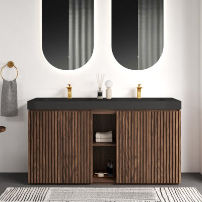 GALAN 60F" Winston Walnut Bathroom Vanity With Sink