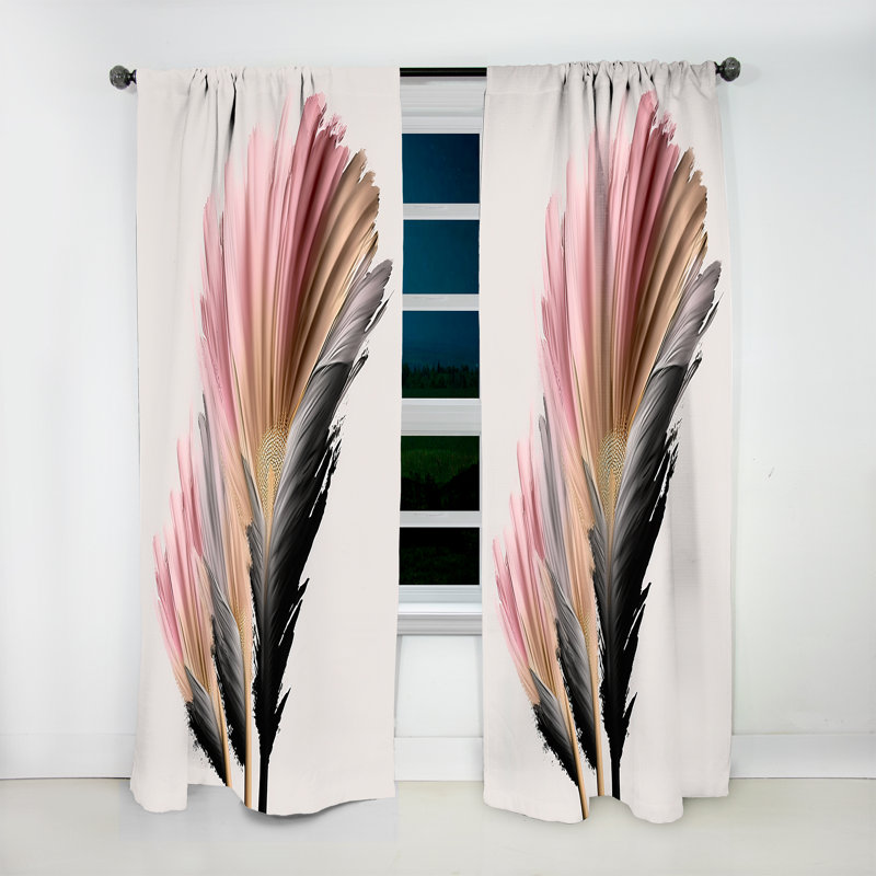 Stepan - Gerbera rose et beige fleurs hyperréalistes II - Rideau traditionnel en velours - 1 panneau, L 52 po x L 90 po