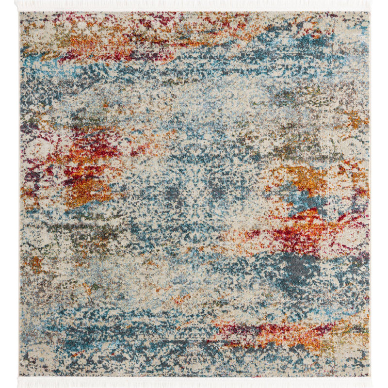 Abstract Indoor Rug, Square 4'
