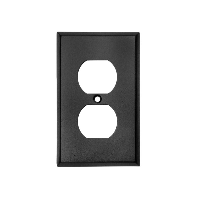 Ageless Iron Single Duplex Outlet Cover in Black Iron