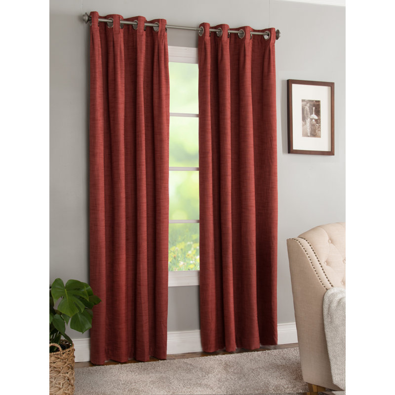 Mentzer 100% Polyester Room Darkening Solid Color Curtain Panel with Grommet Top , 50" W x 95" L, Mineral