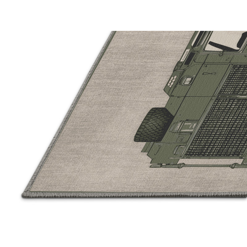 Machine Washable Transportation Gray Area Rug