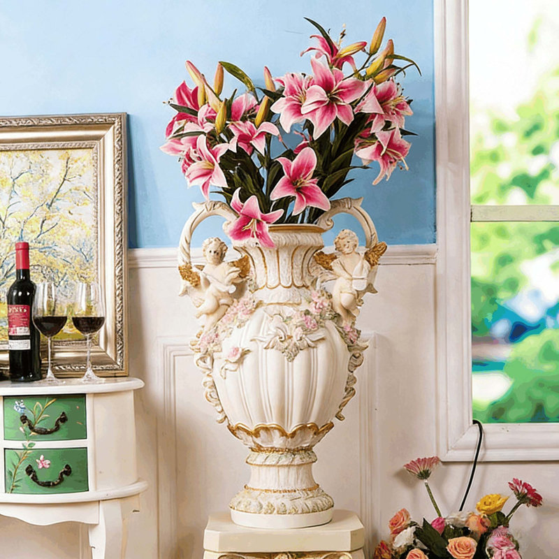 Vase décoratif en résine de style européen pour espaces intérieurs élégants