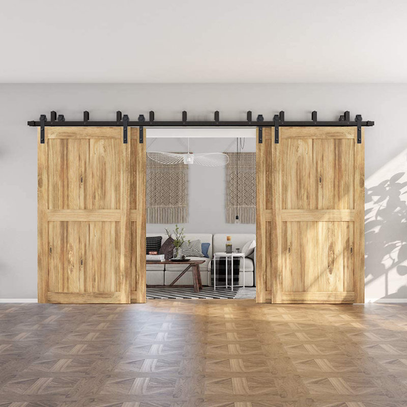 Ensemble de quincaillerie de porte de grange double coulissante pour 4 portes coulissantes, 192 po