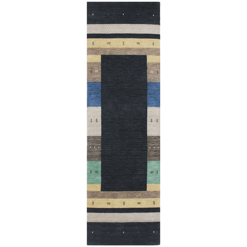 Handmade Wool Striped Area Rug, Runner 2'6" x 10'