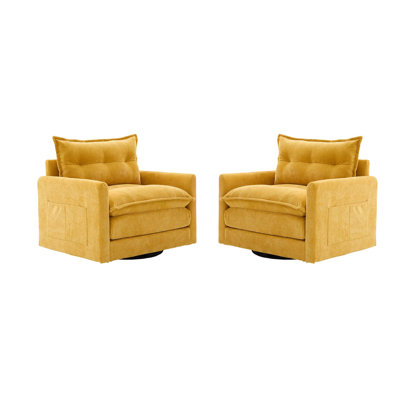 36" Chenille Upholstered Single Swivel Chair*2