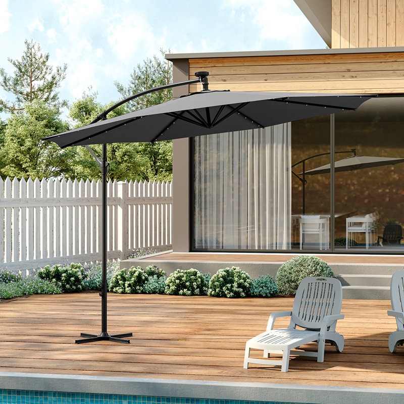Seraphina 3m Cantilever Parasol with LED Light, Dark Grey
