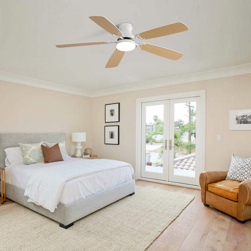 Ventilateur de plafond intérieur moderne 6 vitesses avec 5 pales et moteur à courant continu réversible