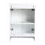 Meuble-lavabo sur pied blanc brillant avec lavabo en résine de 61 cm (24 po), de style moderne, système de fermeture amortie et silencieuse.