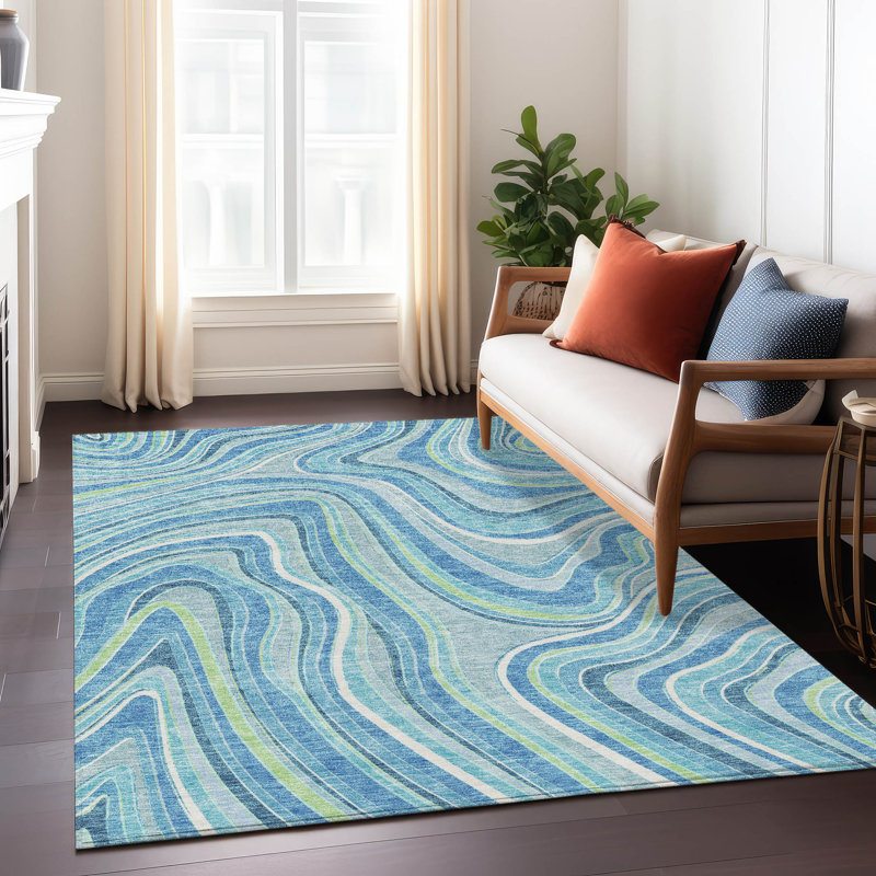 Lamanna Washable Abstract Indoor / Outdoor Rug, Rectangle 5' x 7'6"