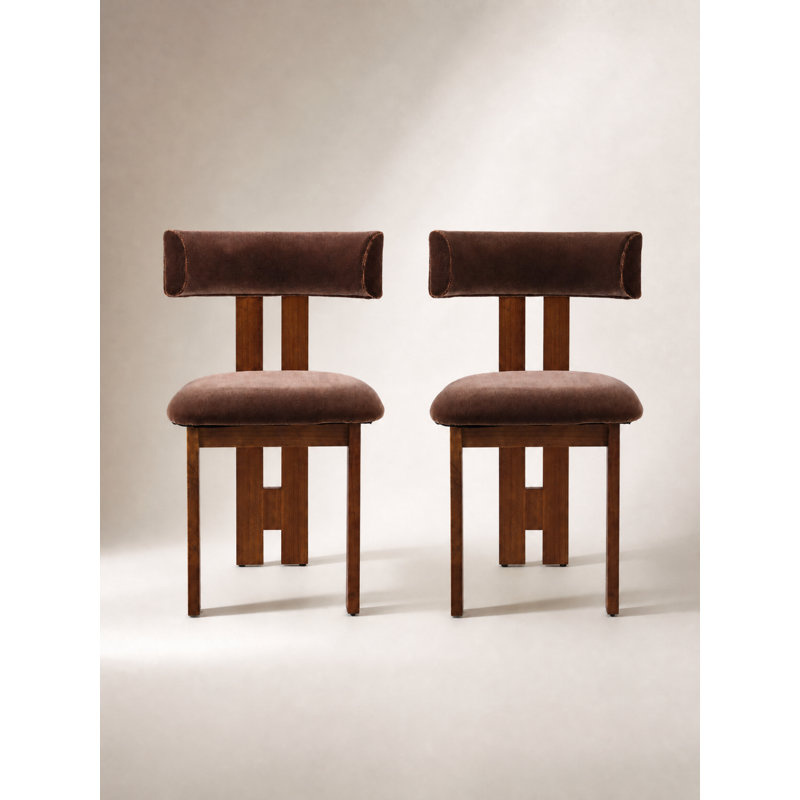 Ceremonie Curve Back Dining Chair 2pc Set, 2, Velvet Brown