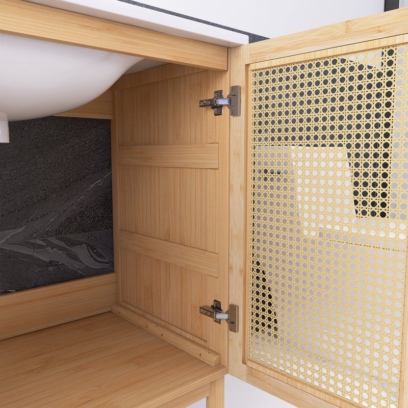 Meuble-lavabo autoportant de 30 po avec lavabo intégré en céramique blanche