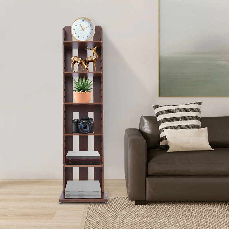 5-Tier Free Standing Bookshelf Narrow Bookshelf Storage Rack  With Adjustable Shelves