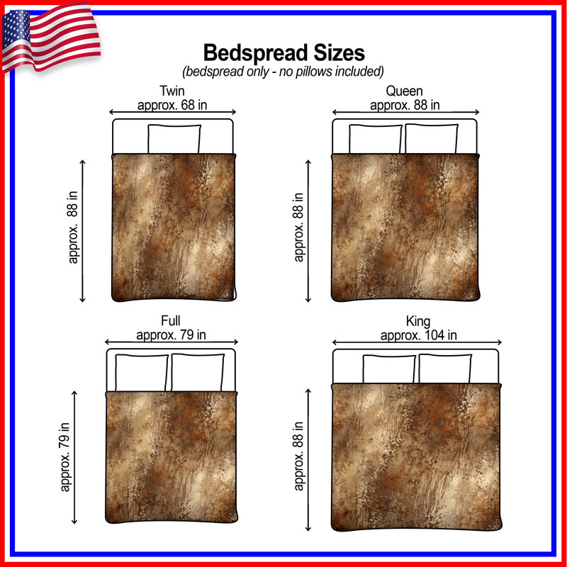 Brown Grunge Texture Quilted Bedspread All Sizes, King