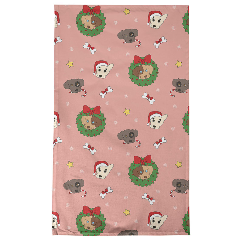 Serviette de thé pour chiens fêtes, Polyester sergé