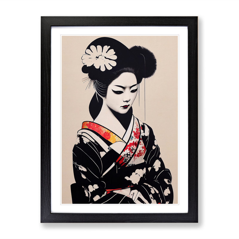 Contemporary Geisha No.2 1 Piece Single Picture Frame Wall Art, 34cm H x 25cm W x 2cm D, Black