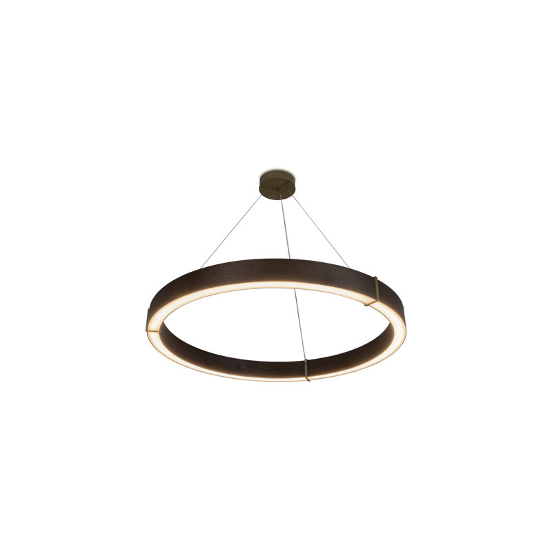 Redeo 36" Pendant Light, Dark Stained Walnut, Distressed Brass, 2700K