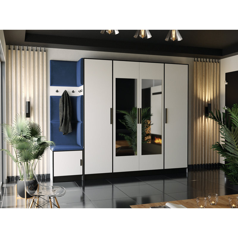 Malcon Hall Tree 260cm Wide with Bench, White/Blue
