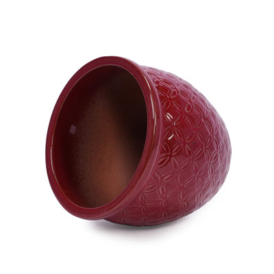 3 Piece Bean Paste Red Ceramic Flowerpot , Contemporary Planters For Patio, Garden Or Windowsill, Frost-, Heat-, With Drainage Hole Plants, 15X15x13 Inches, 48.89 Lbs Flowerpots Garden, Living Room