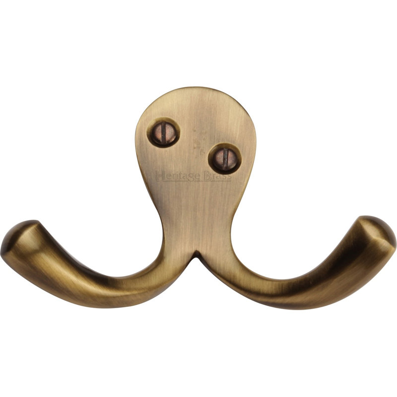 Heritage Brass Heritage Double Coat Hook, Antique Brass