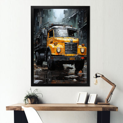Vieux camion à ordures noir I sur toile