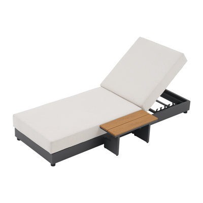 Outdoor Aluminum Lounge Chair With Side Table And Cushion