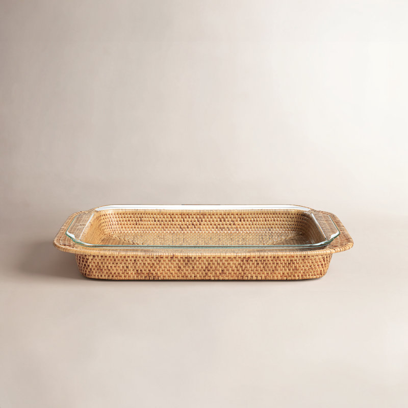 Camden Rattan Baking Dishes, 2" H x 13" W x 9" D, Honey Brown