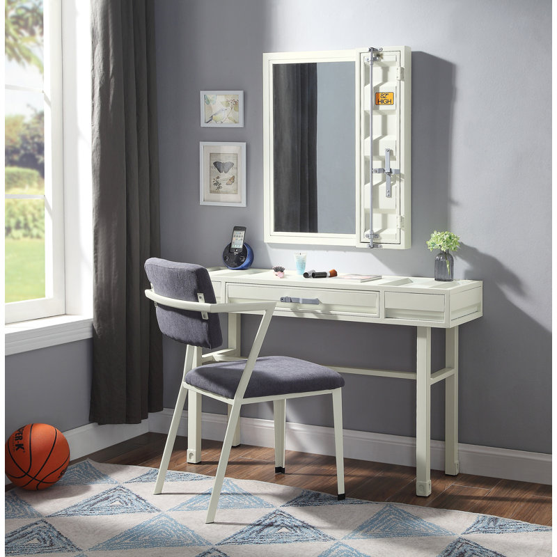 Egon Contemporary Metal 1-Door Rectangular Vanity Mirror, White