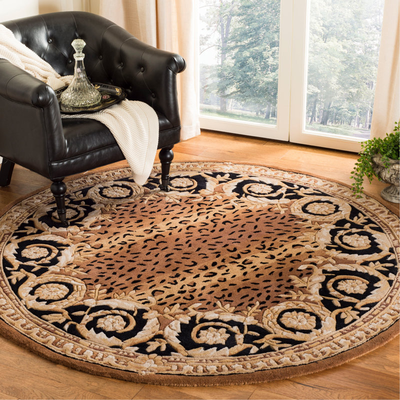 Tapis oriental en laine touffeté à la main Lenora Naples, Rond 4 pi