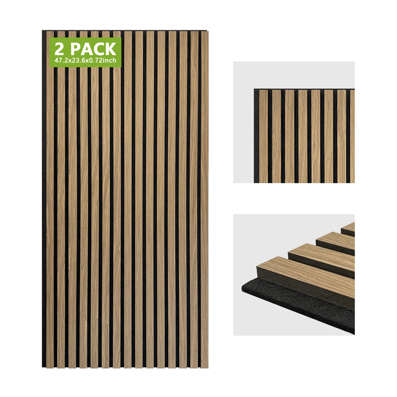 Panneaux muraux décoratifs en bois aggloméré à rebord carré 42,7 po x 23,6 po Fasarxiu (paquet de 2), Noyer