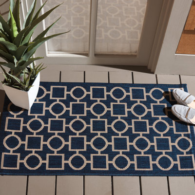 Arneshia Cotton Blue/Beige Area Rug