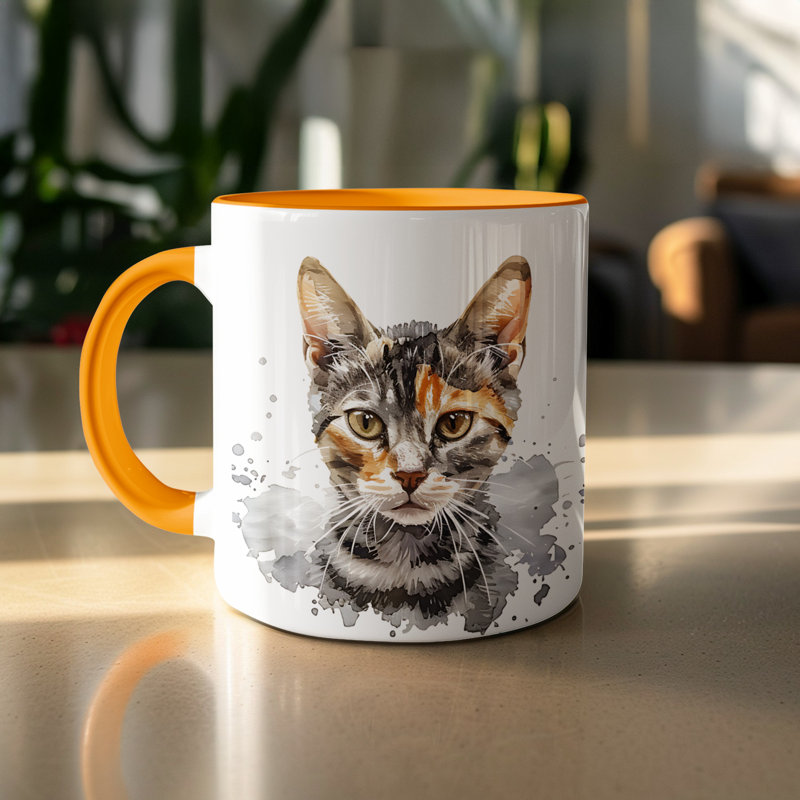 Ceramic Coffee Mug, Orange, 3