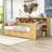 Wood 2 Drawers Daybed with Built-in Desk and Storage Shelves-164052770-164052771