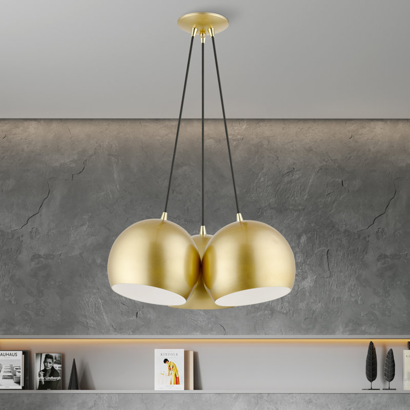 Luminaire suspendu sphère en or poli 3 lumières Marmolejo, Or doux