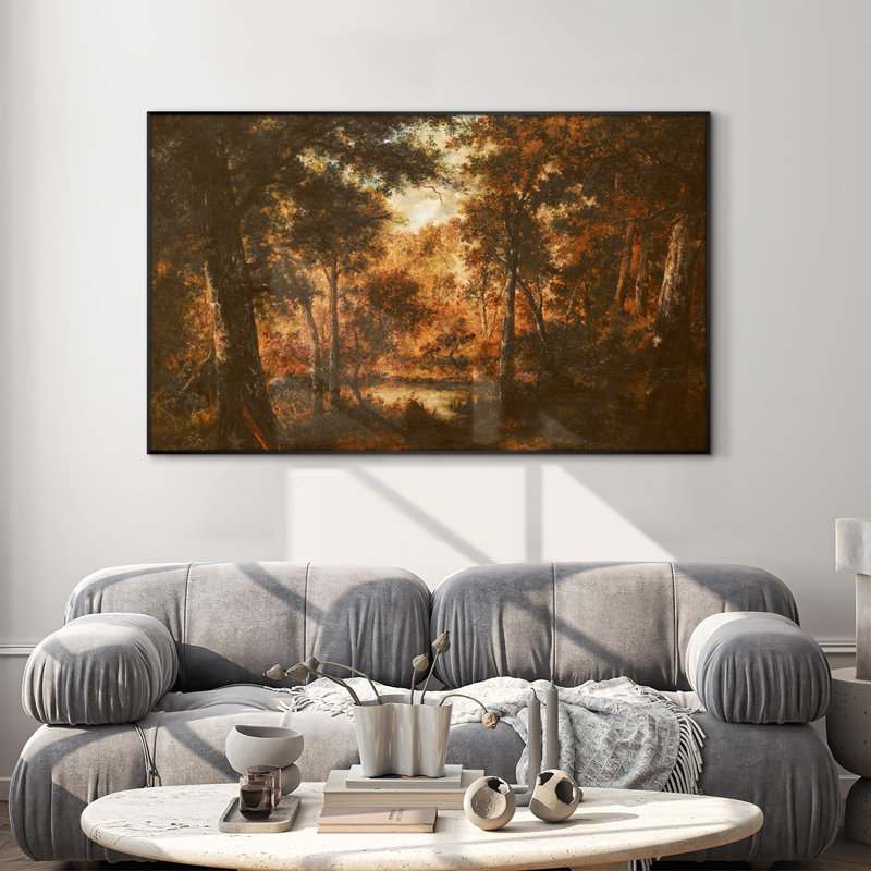 Très grande reproduction d'art sur toile - Autumn Woodland Vintage Forest Landscape, H 36 po x l 60 po