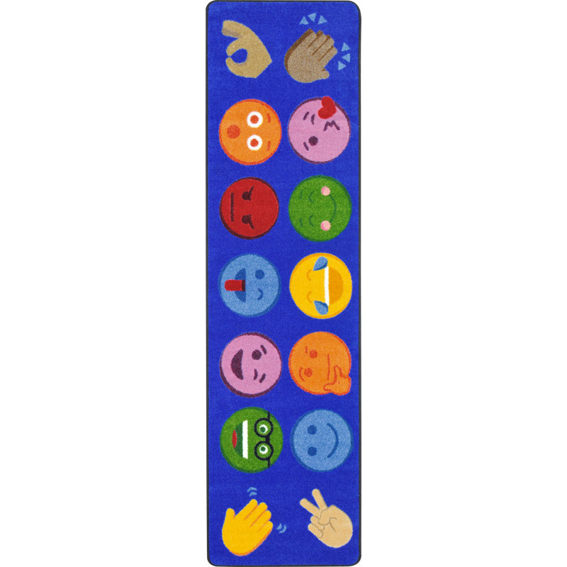 Tapis bleu touffeté à motif géométrique, Tapis de couloir 2 pi 1 po x 7 pi 8 po