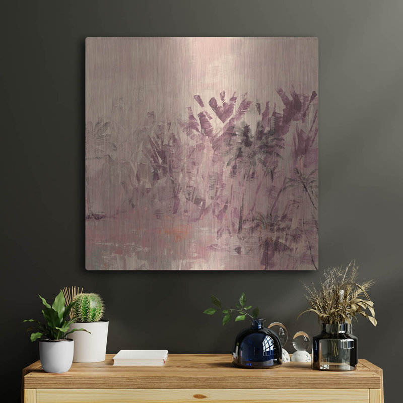  «Palm Grove Impasto 2» par June Erica Vess, art mural en métal, 24 po x 24 po, H 24 po x l 24 po