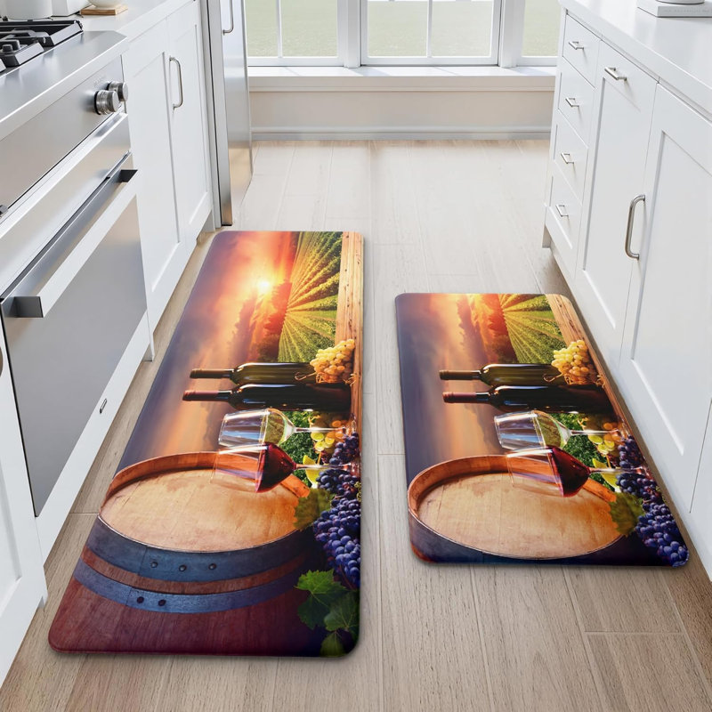 Ensemble de 2 tapis de cuisine tournesol anti-fatigue, Grape Wine