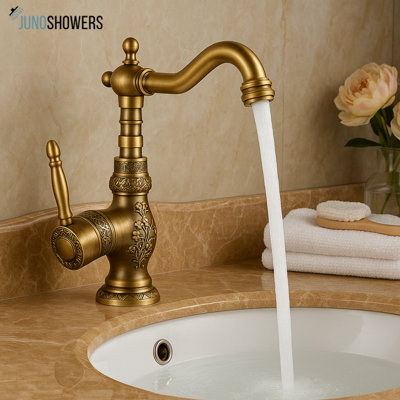 Vienna Gold Finish Single Handle Bathroom Faucet with Sleek Modern Styling
