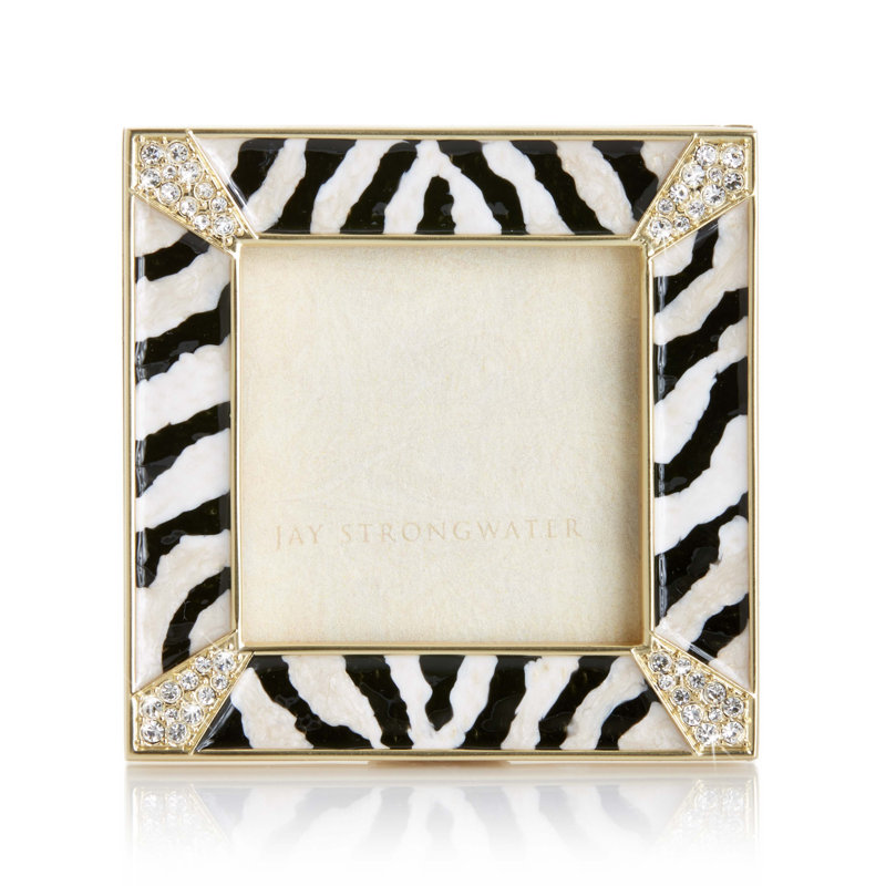 Gold Zebra Striped 2.75" Square Frame with Crystals